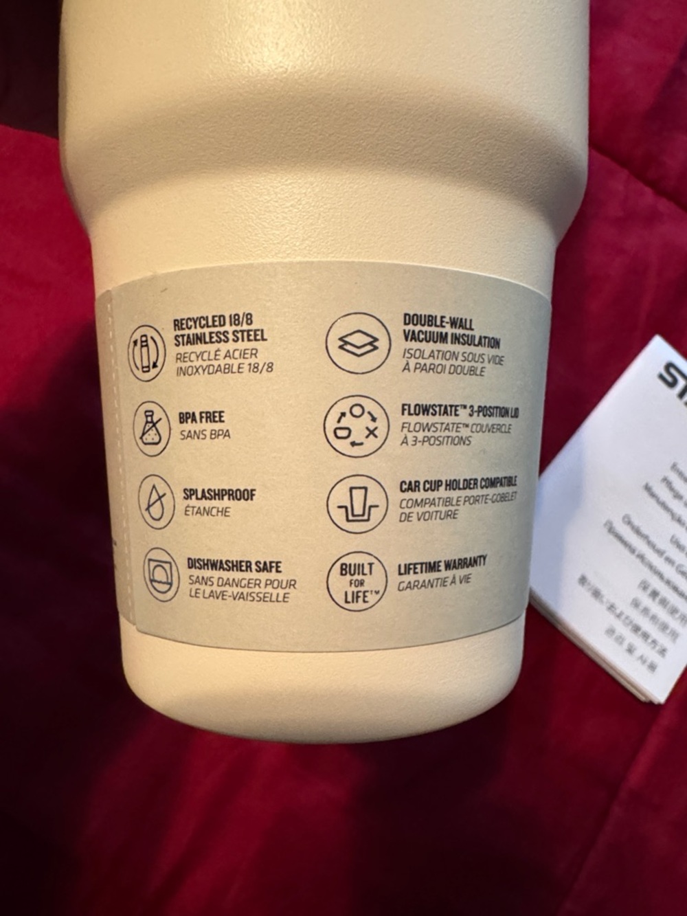 NWT—STANLEY Cream Travel Quencher H2O Tumbler with Handle—30oz All Day Hydration - Picture 6 of 8